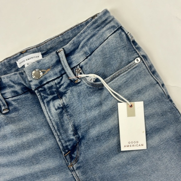 Good American Good Legs Destroyed Skinny Leg Ankle Cropped Designer Jeans - Picture 12 of 16